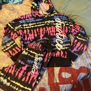 Justice Multicolor Tie-Dye Hoodie and Shorts